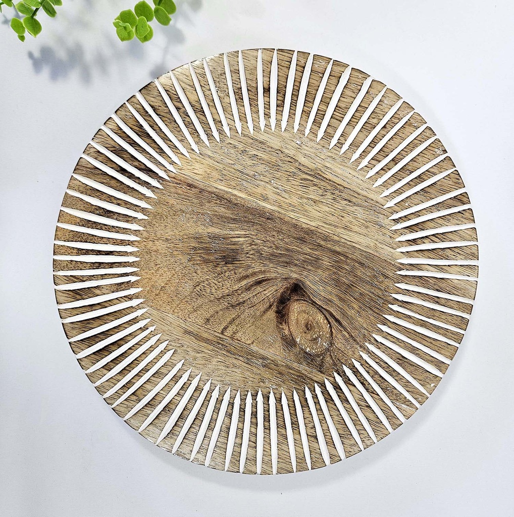 PLATE WOOD CARVED 25 CM