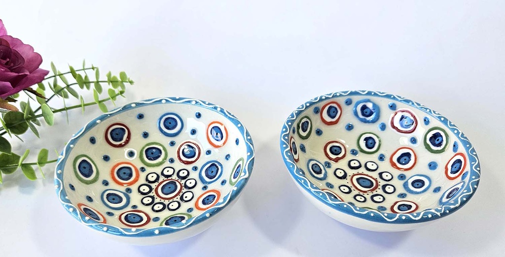 BOWL CERAMIC EVIL EYE COLOR 12