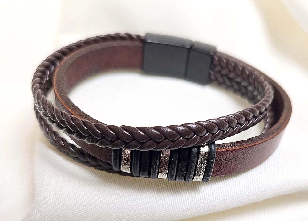 BRACCIALE PELLE-METALLO MODELLO 128