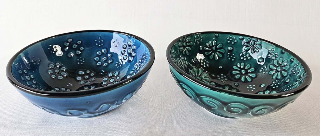 CUENCO CERÁMICA FLOR AZUL M 12 CM