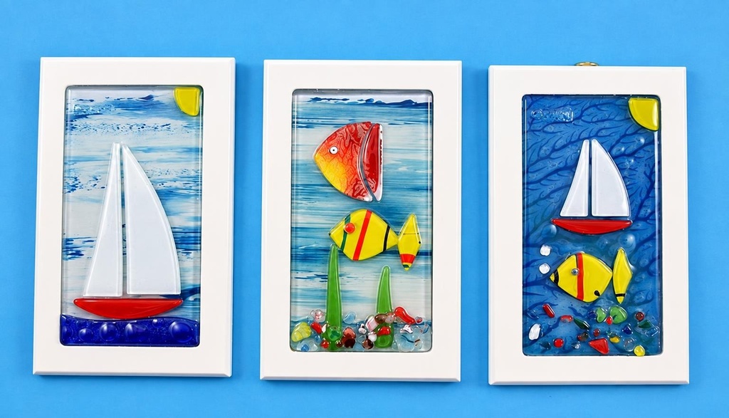 CUADRO GLASS MARINA 16X10 CM