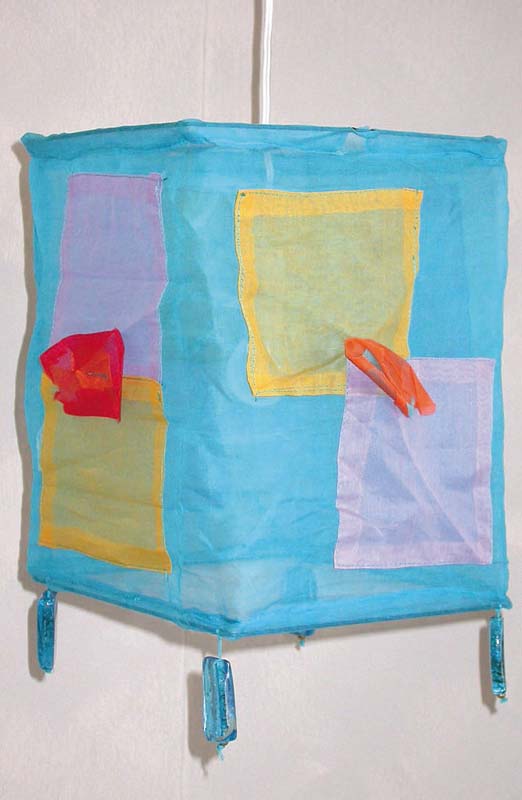 LAMPARA ORGANZ CUADR AZUL 36