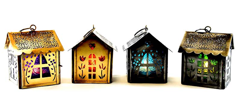 MAISON LAMPE À HUILE VERRE MÉTAL P 8X6 CM