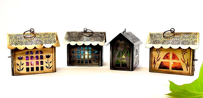 MAISON LAMPE À HUILE VERRE MÉTAL M 10X10 CM