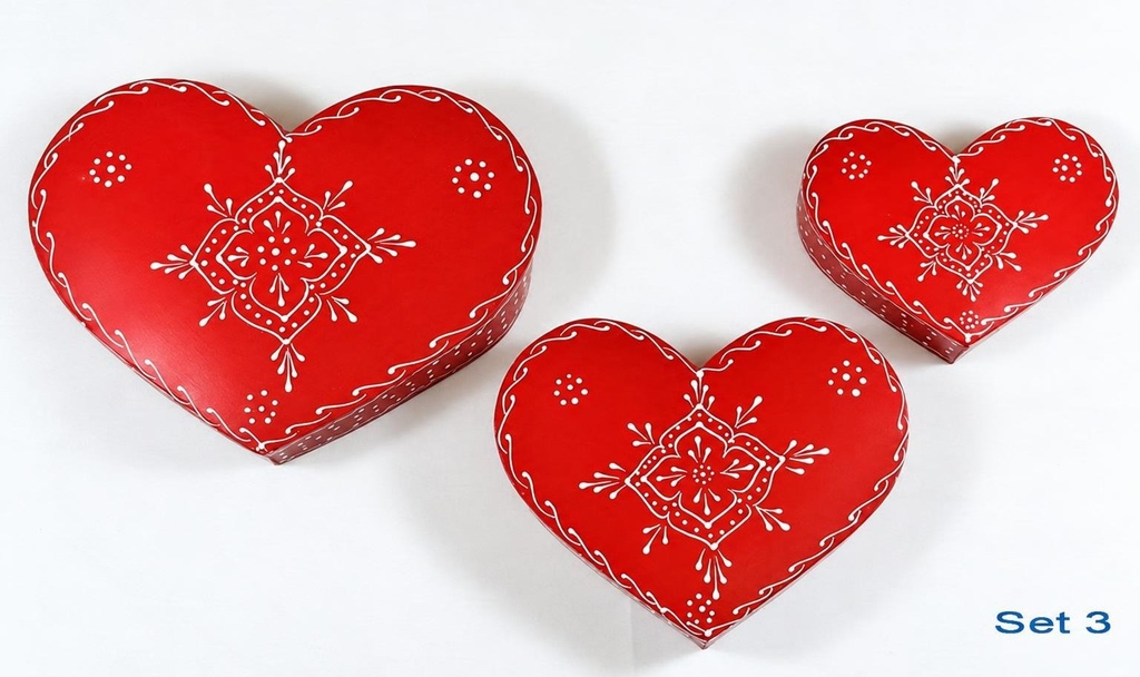 LOT DE 3 CORAZONES MÉTAL PEINTE PARED
