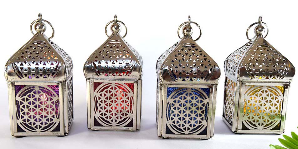 LOT DE 4 LAMPE À HUILE MÉTAL ET VERRE UNIV 13X5