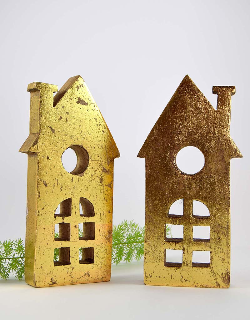 PLACA WOOD HOUSE GOLD AND SILVER 20
