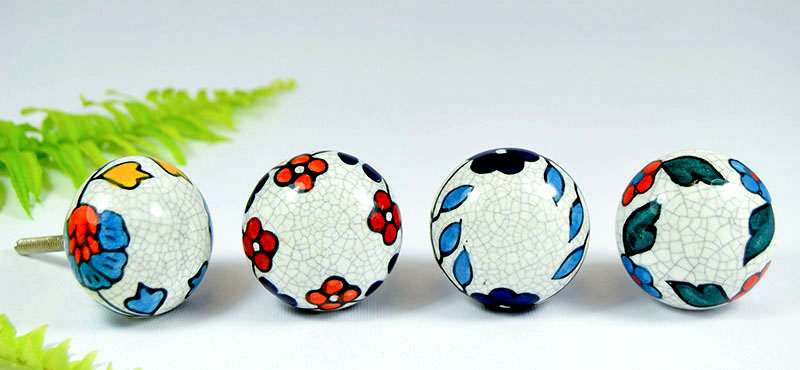 TIRADOR CER CRAQUEL FLOR