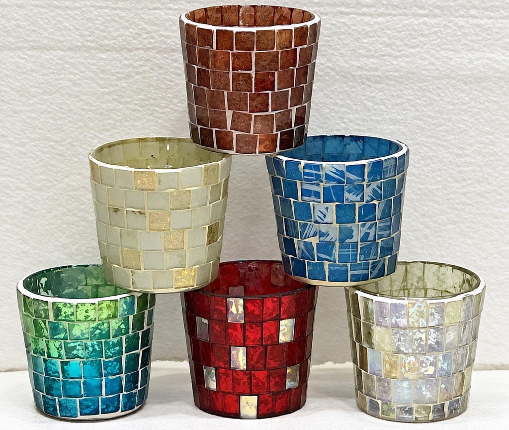 VASO MINI VIDRIO MOSAICO 6,5