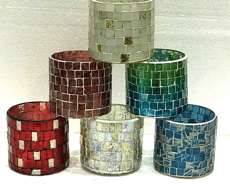 VASO VIDRIO MOSAICO 8 CM