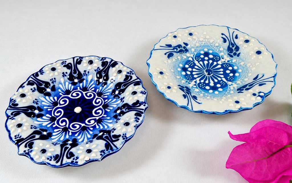 PRATO CERÂMICA AZUL/BLANCO P 12 CM
