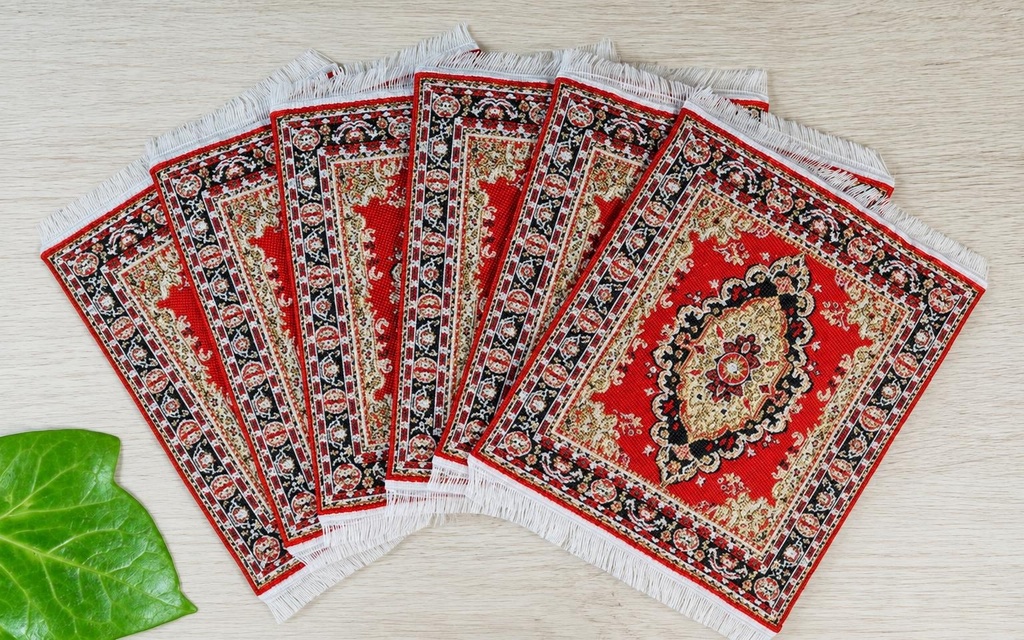 SET DE 6 POSAVASOS BORDADO ORO 10X12