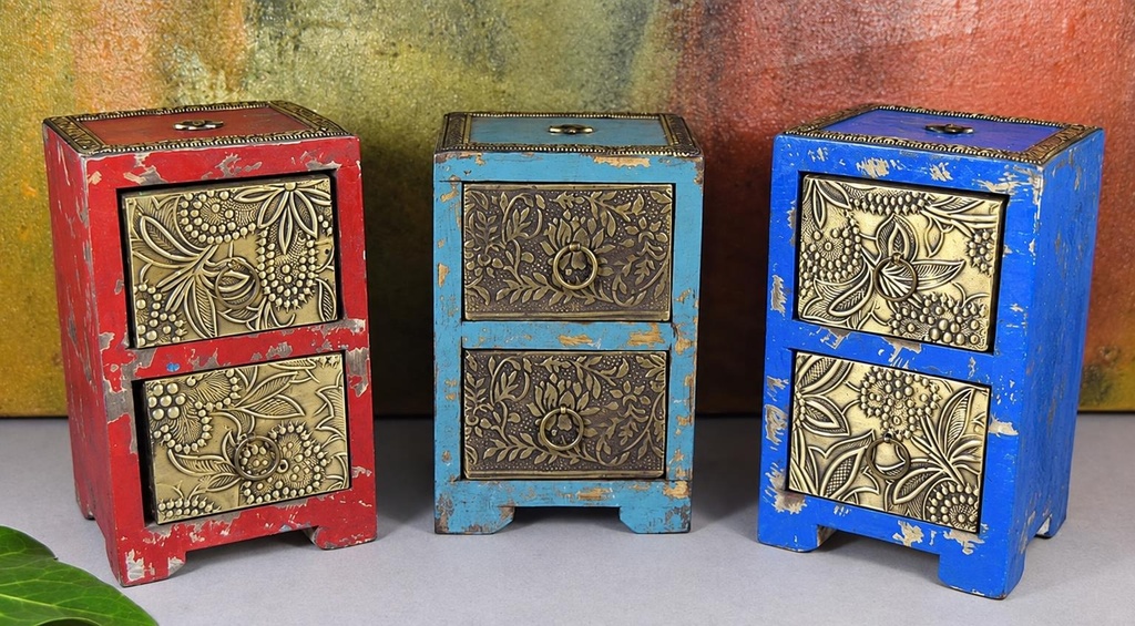 MUEBLE MINI MADERA METAL-PINTADA 2 CAJÓN