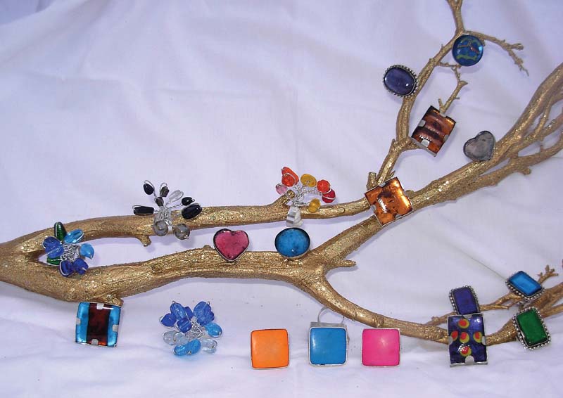 SET OF 10 ANILLOS GLASS CON METAL