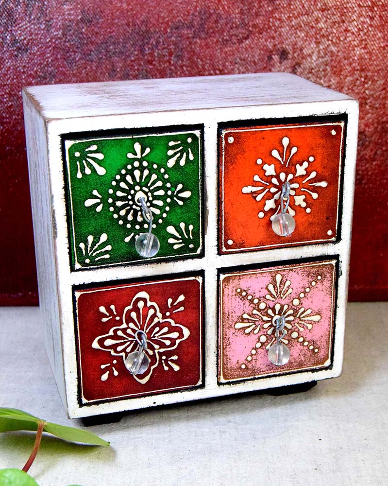 MEUBLE 4 TIROIR BOIS PEINTE 12X12X8