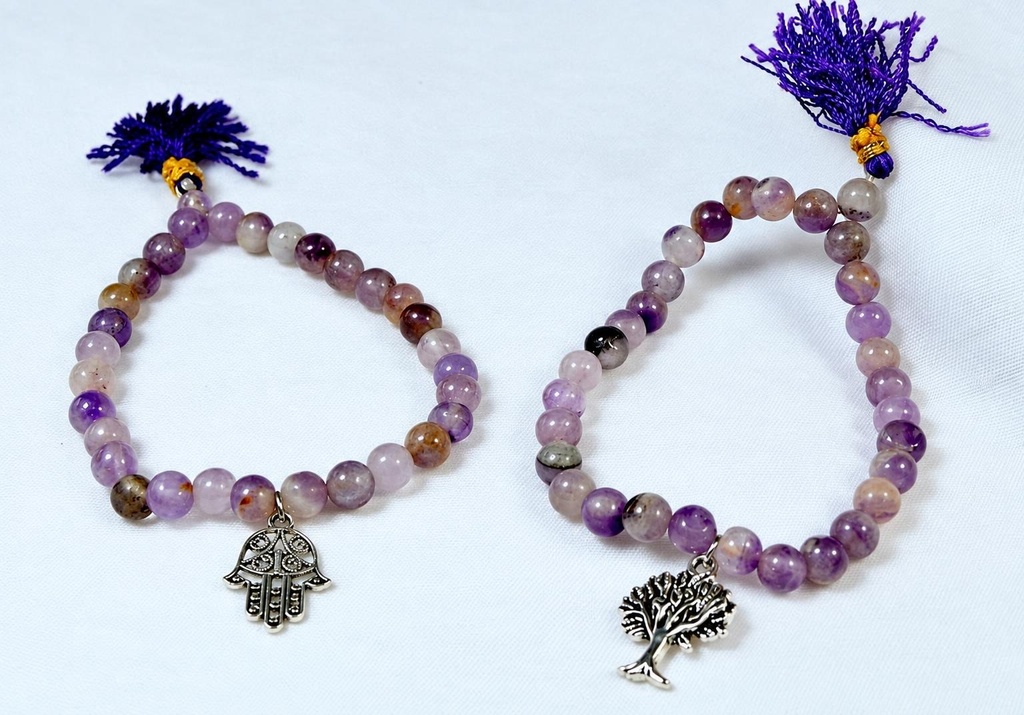 PULSEIRA AMATISTA 6 MM C/CHARM