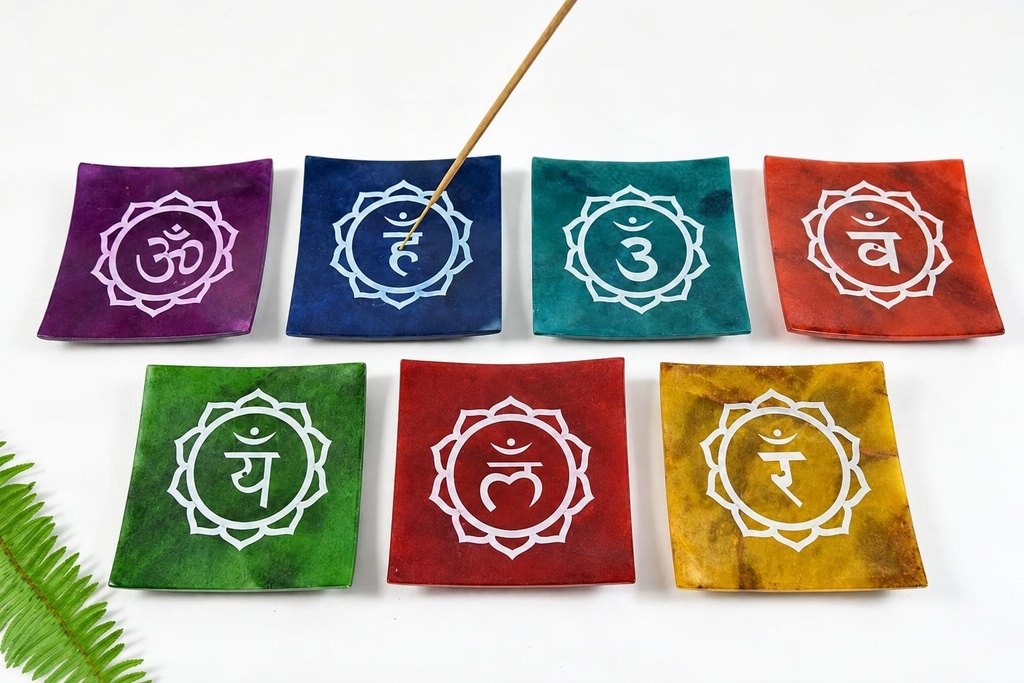 PIATTO CUADR CHAKRA PIETRA 10CM