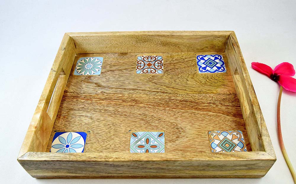 VASSOIO LEGNO MOSAICO 25X30 CM