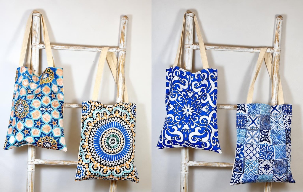 BOLSA ALGODÃO MOSAICO 43X34 CM