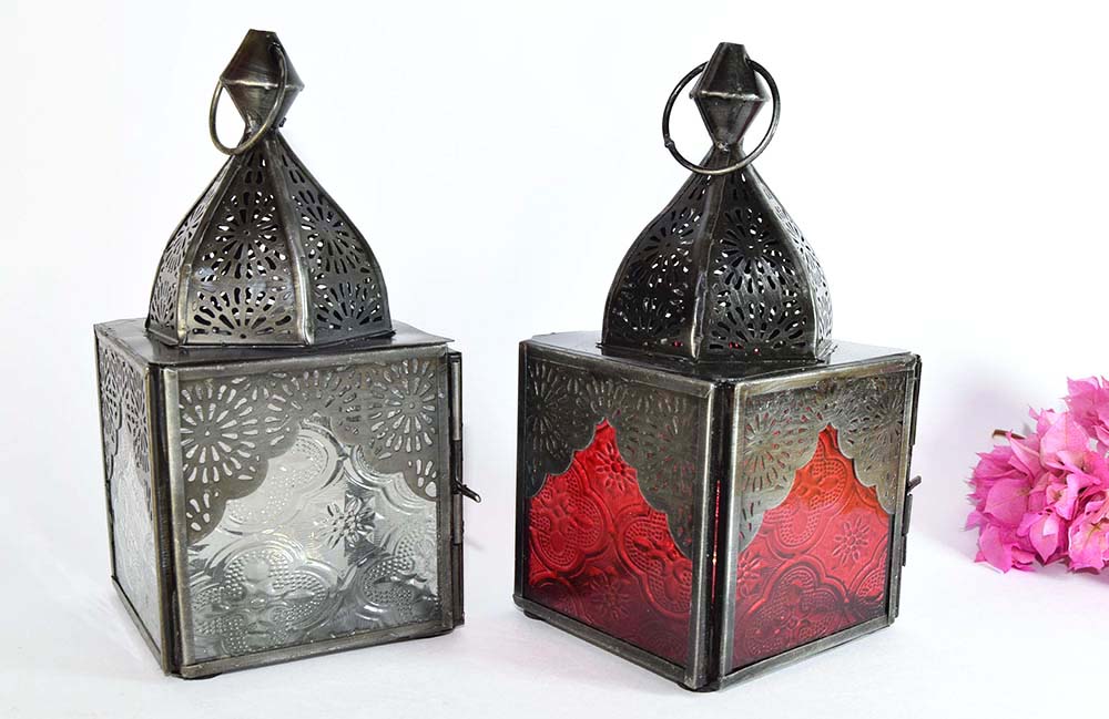 LAMPE À HUILE MÉTAL ET VERRE RABAT 16X8 CM