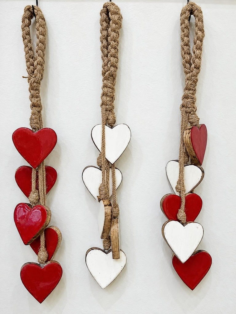 MOBILE 5 CORAZONES LEGNO E RESINA 45CM