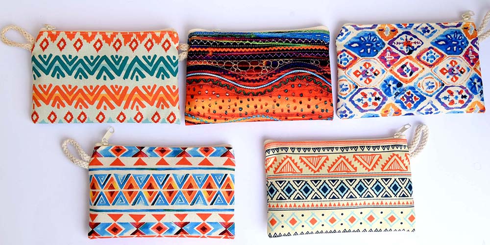 PORTA-MOEDAS ALGODÃO ÁFRICA 15X10 CM