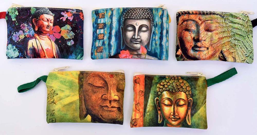 PORTA-MOEDAS ALGODÃO BUDA 11X8 CM
