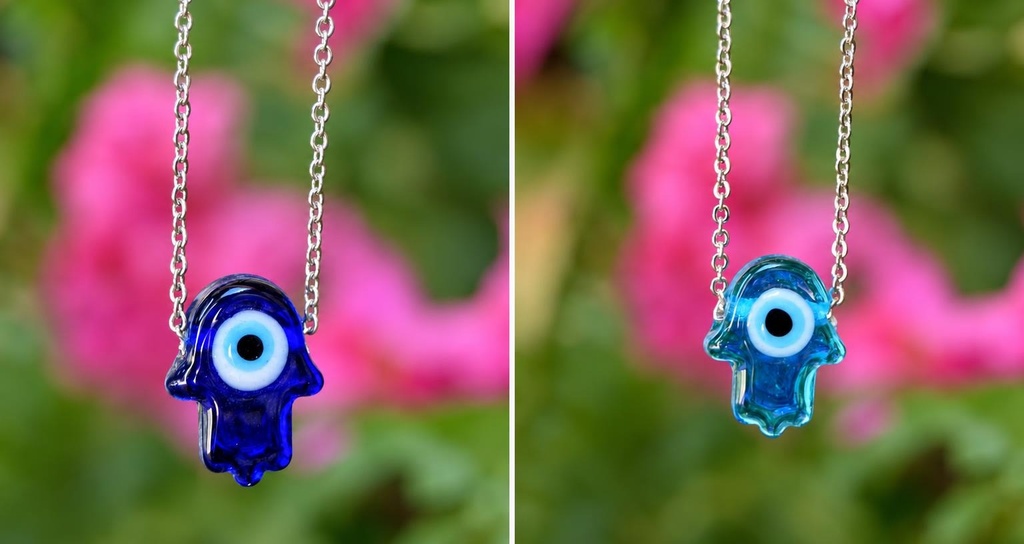 COLLAR HAMSA PLATEADO VIDRIO 026