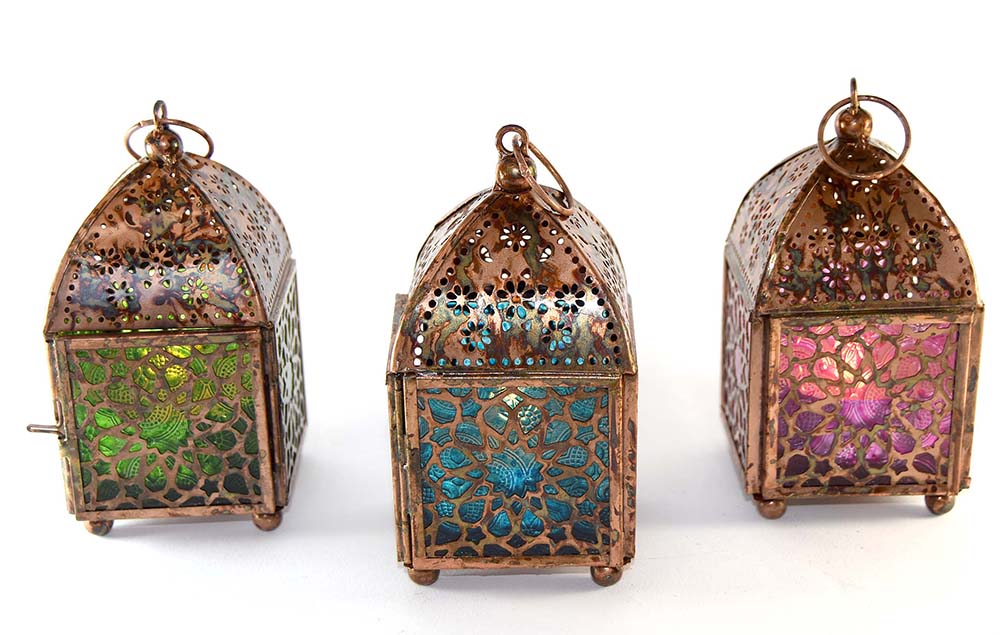 LAMPE À HUILE KARACHI VERRE/MÉTAL 12X6 CM