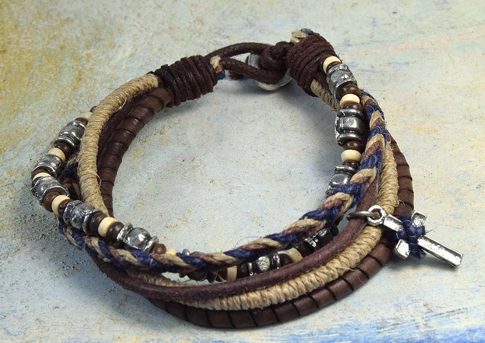 PULSERA MULTIPLE PIEL METAL 826