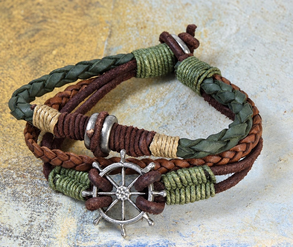BRACELET MULTIPLE LEATHER-METAL 836