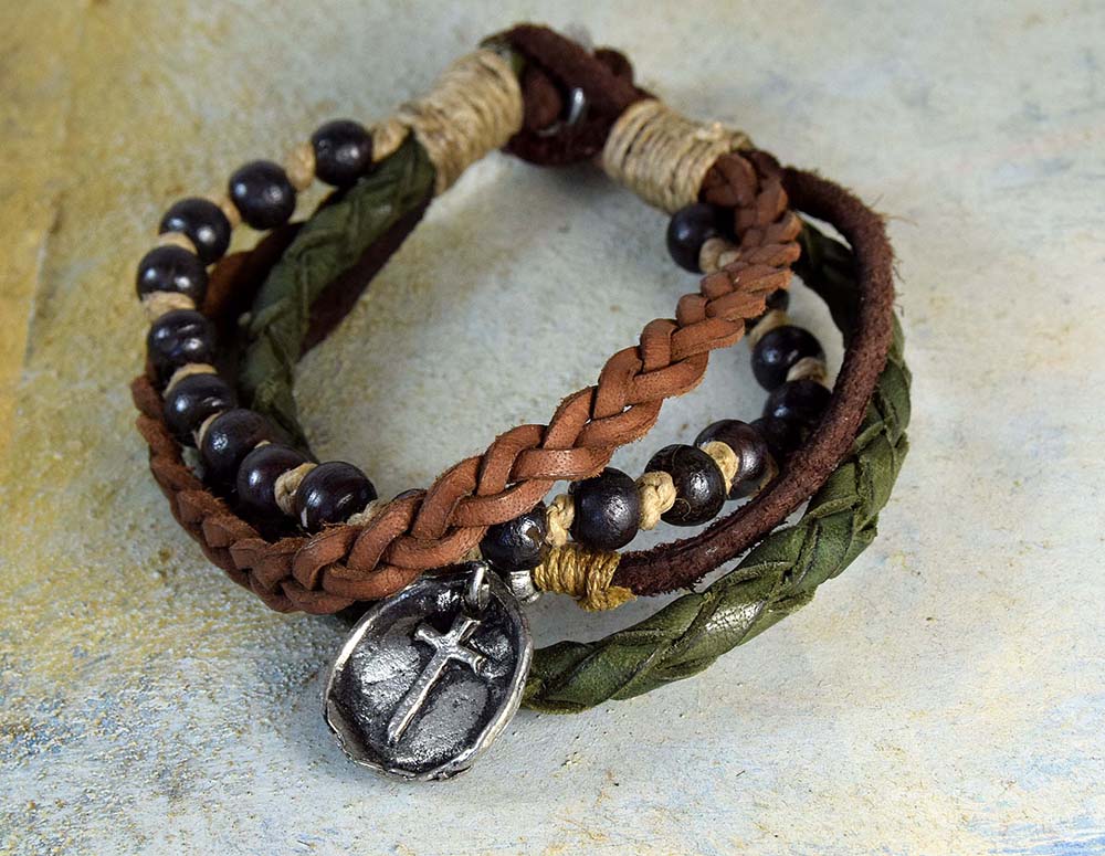 BRACELET MULTIPLE LEATHER-METAL 841