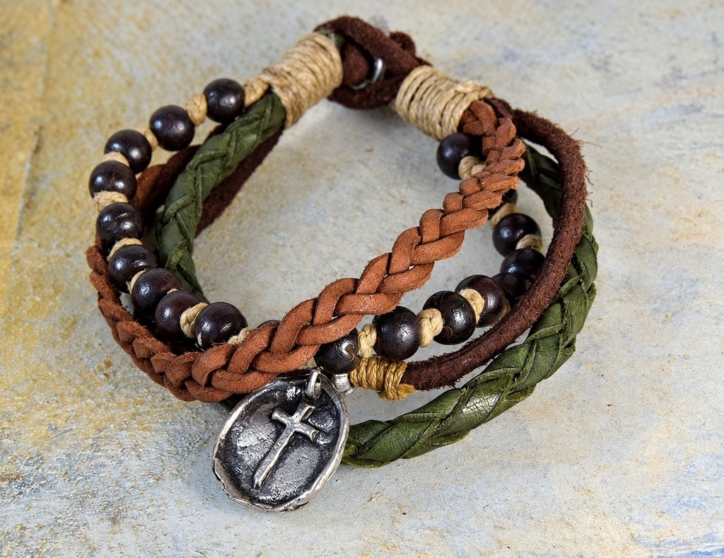 BRACELET MULTIPLE LEATHER-METAL 841