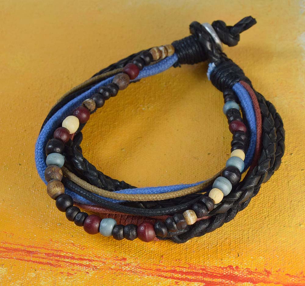 BRACCIALE MULTIPLE PELLE-METALLO 847