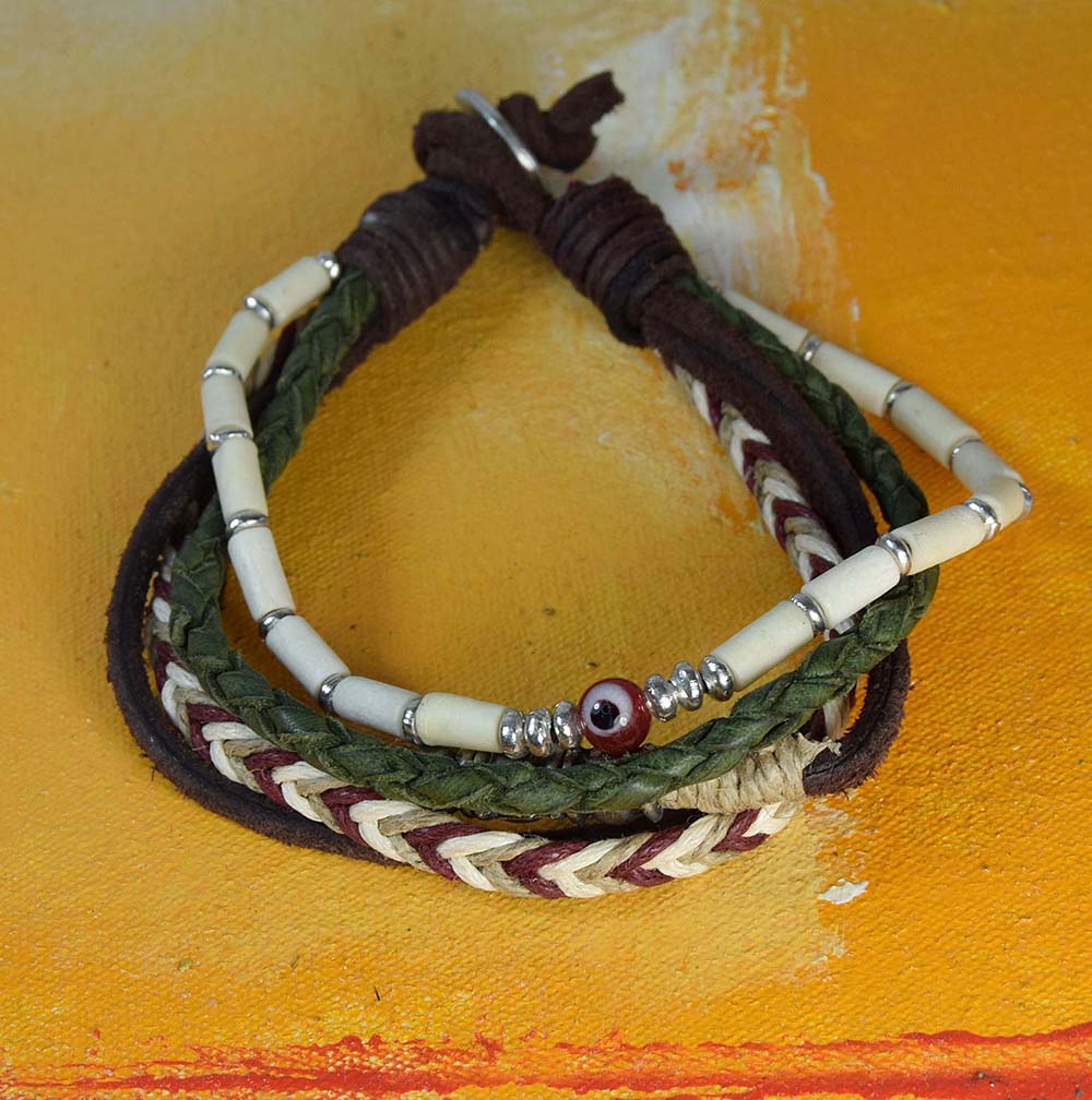 PULSERA MULTIPLE PIEL-MET 848