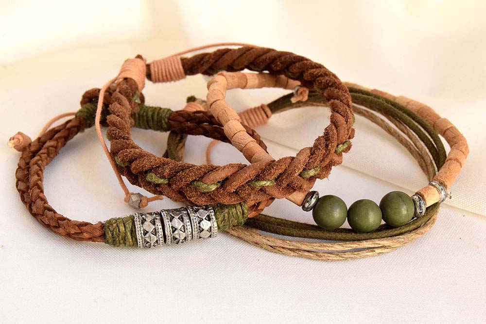 BRACELET MULTIPLE LEATHER-METAL 855
