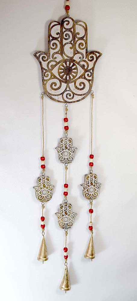 MOBILE BOIS HAMSA CON CLOCHE 95 CM