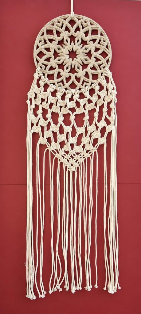 COLGANTE MADERA CON MACRAMÉ 100 CM