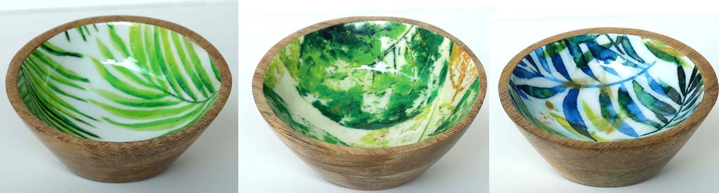 BOWL WOOD AND RESIN 12X5CM LEAVES