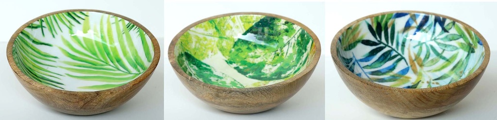 BOWL WOOD AND RESIN 20X7CM LEAVES