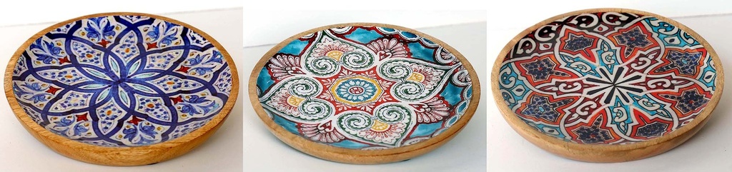 PIATTO LEGNO E RESINA 20CM MORROC