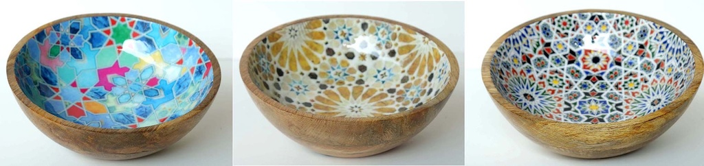 CUENCO MADERA Y RESINA 20X7CM MOSAICO 1