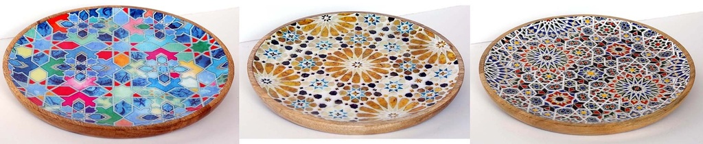PLATO MADERA Y RESINA 30CM MOSAICO 1