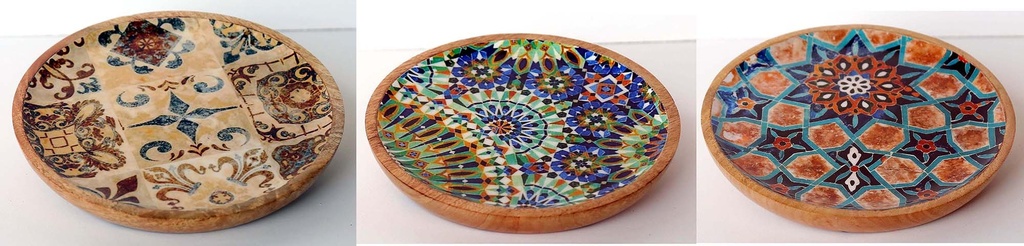 PLATE WOOD AND RESIN 20CM MOSAIC 2