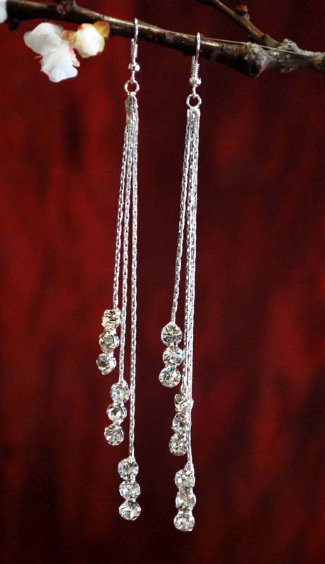 ORECCHINO CADENA CRISTAL 13 CM