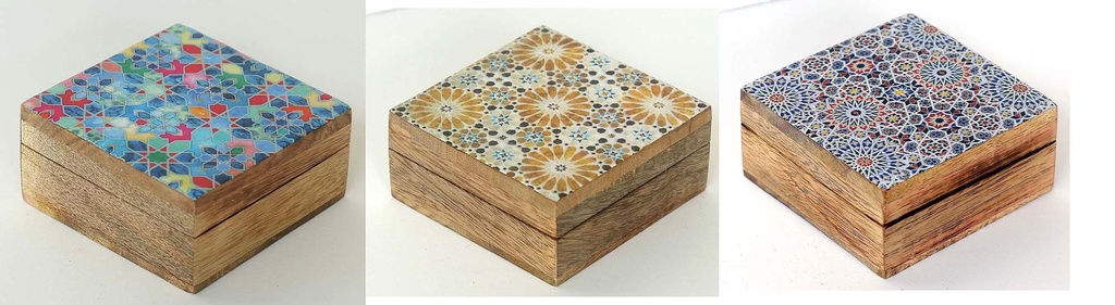 SCATOLA LEGNO E RESINA 10 CM MOSAICO 1