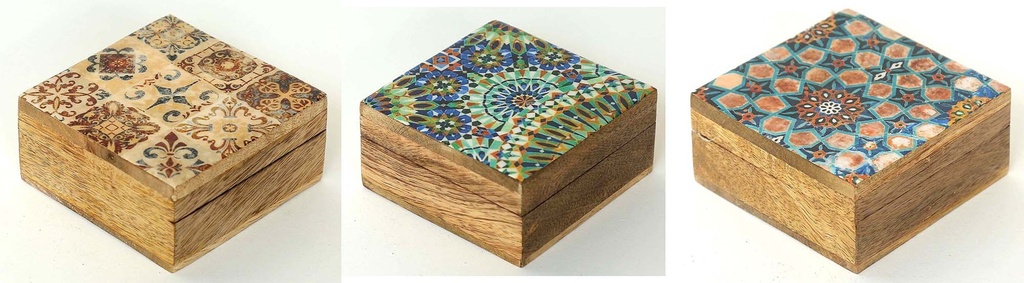 CAJA MADERA Y RESINA 10 CM MOSAICO 2