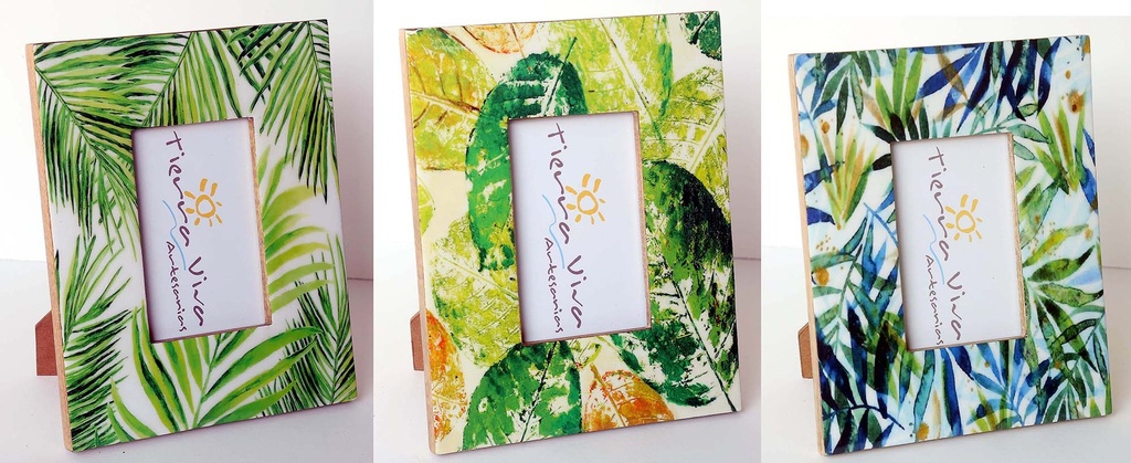 PHOTO FRAME WOOD AND RESIN 27X21 LEAVES