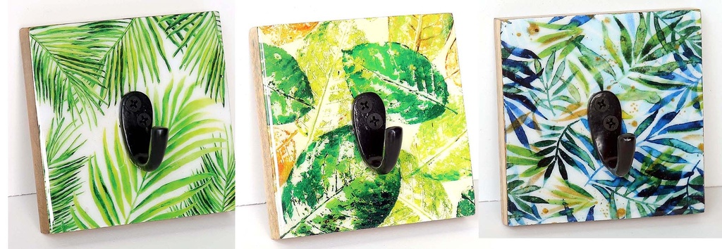 HOOK WOOD AND RESIN 10 CM LEAVES