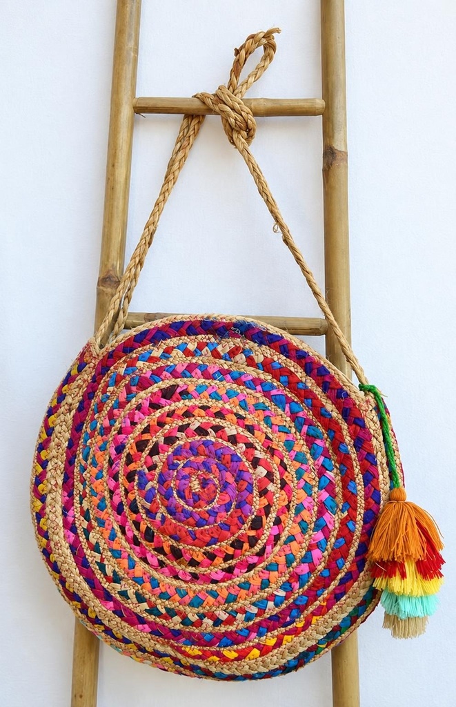 BAG MULTICOLOUR JUTE-SARI 43 CM